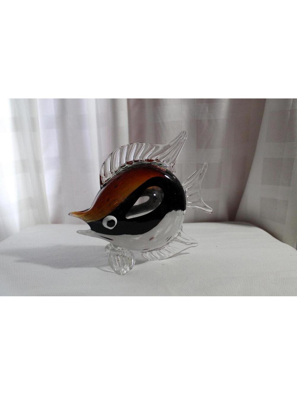 Vintage Large Murano Style Art Glass Fish Figurine, Paperweight